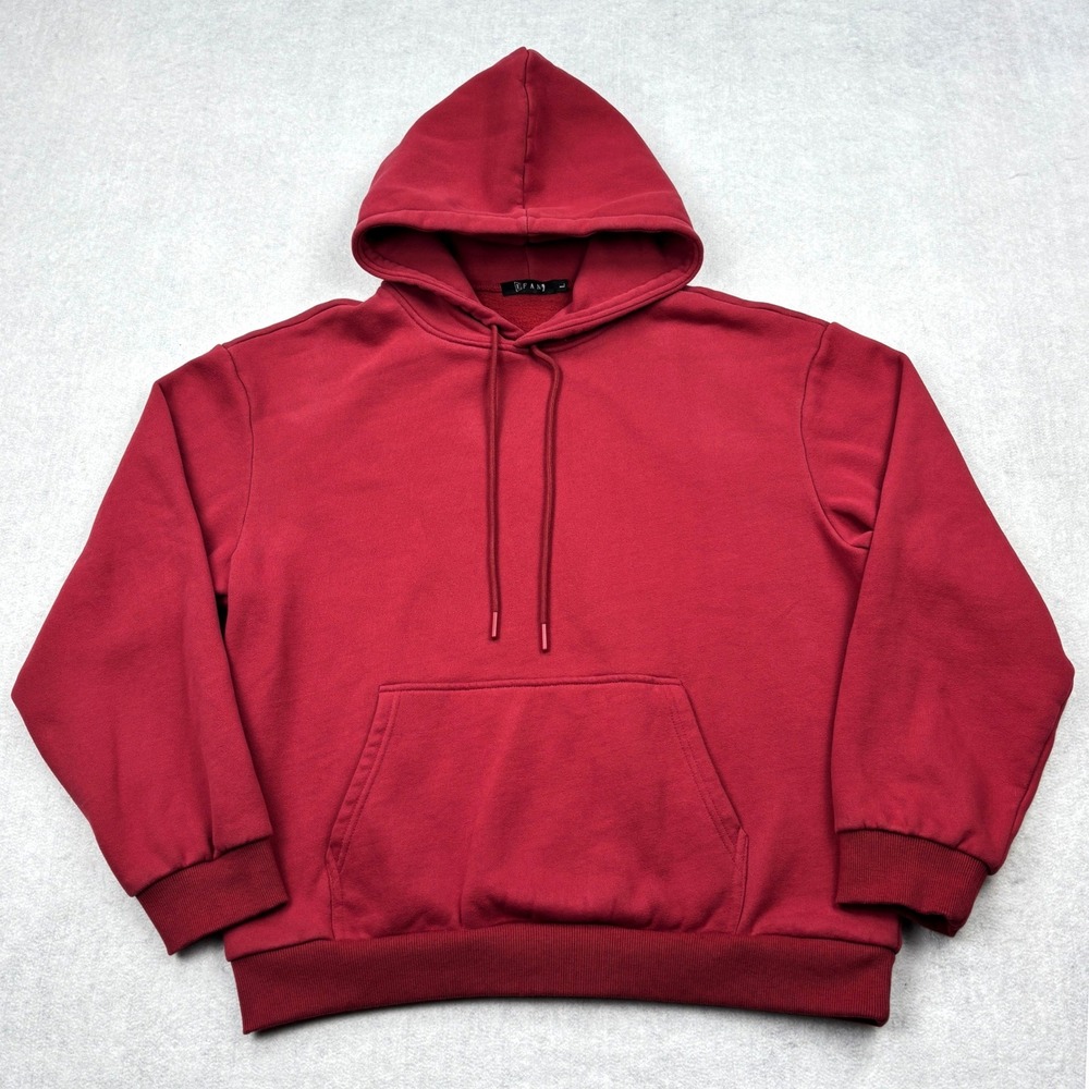 EFAN Oversized Heavy Fleece Pullover Hoodie Sweatshirt Large Brick Red Unisex